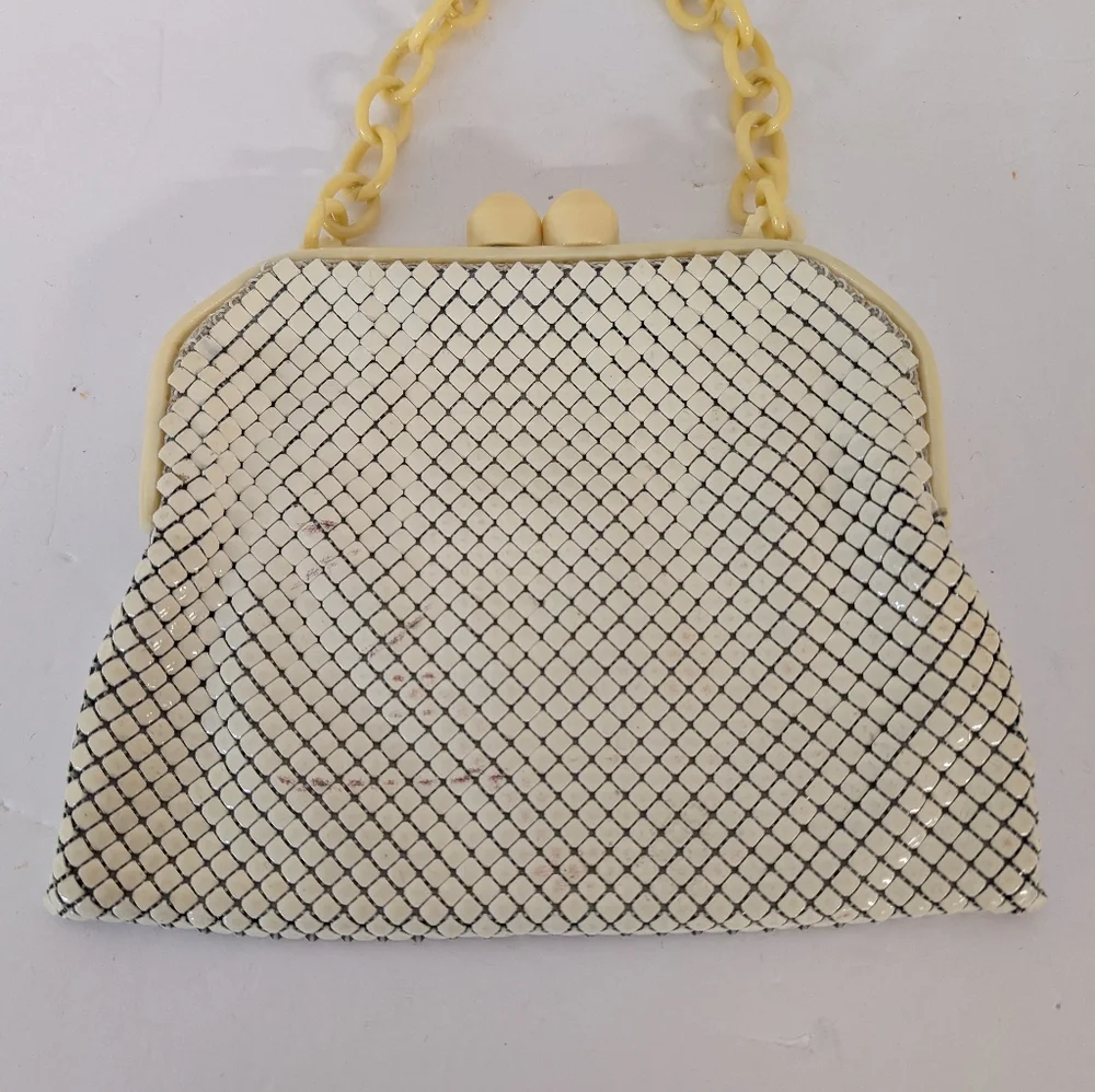 Vintage Bag By Whiting & Davis Bag Celluloid Handle Cream And Frame. 1930